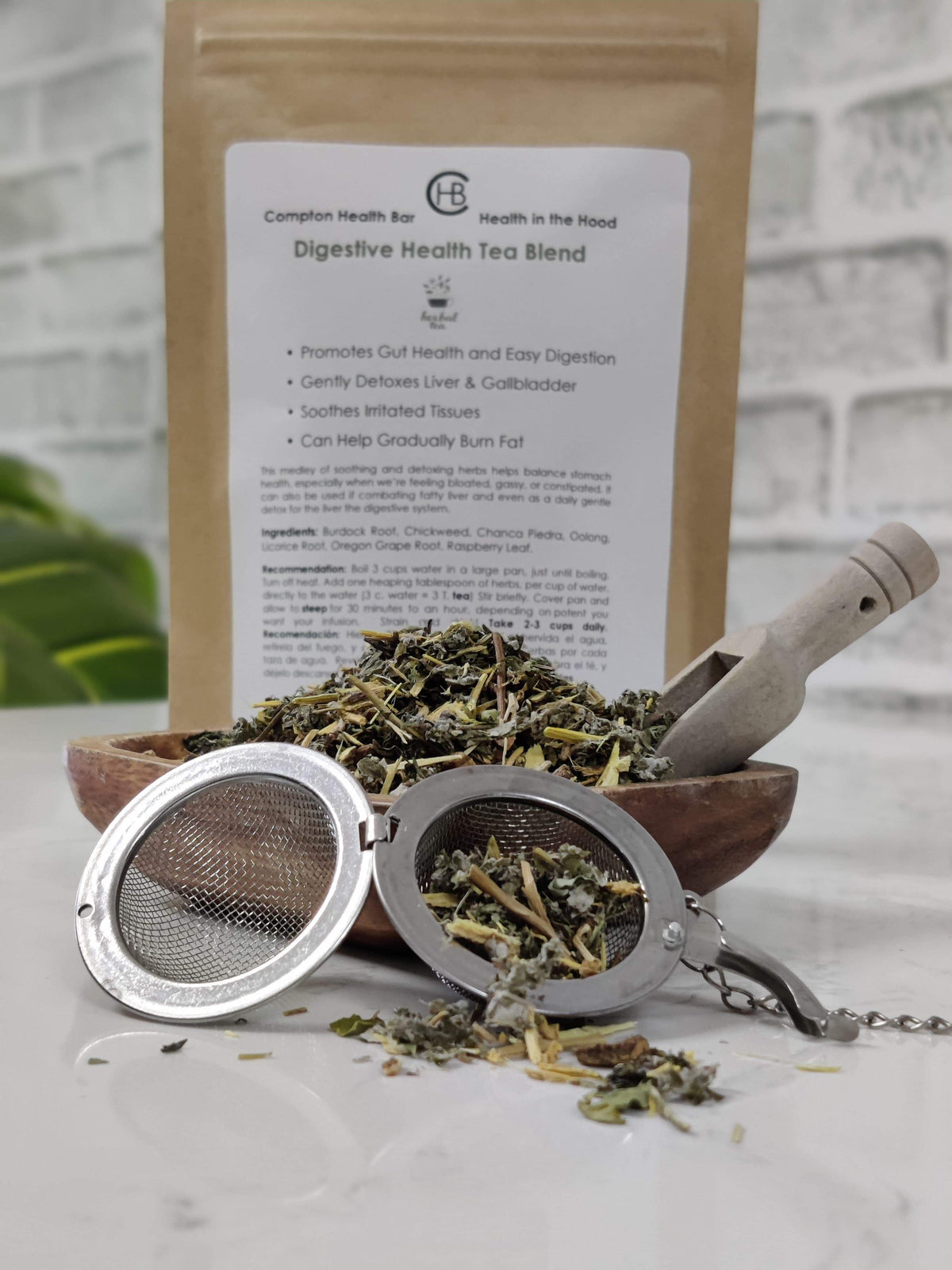 Té para la salud digestiva 2.5 oz de té de hierbas Compton Health Bar