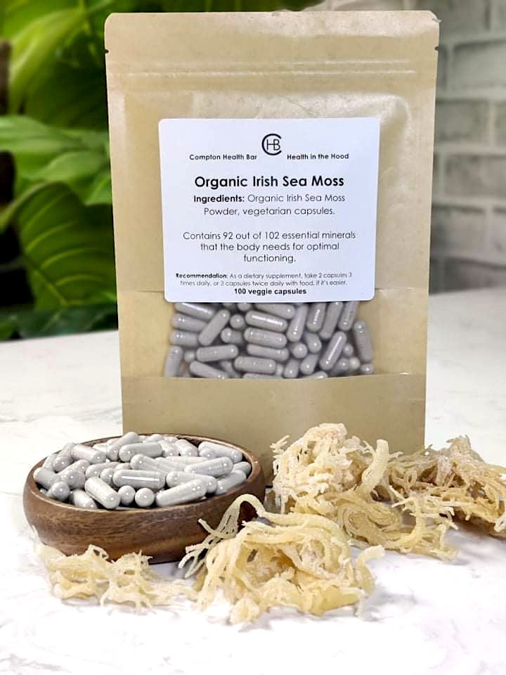 Irish Sea Moss Capsules  100% Organic Sea Moss Powder – Compton Health Bar